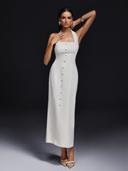 Ogen Halterneck Button Maxi Dress
