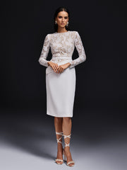 Ohnislav Long Sleeve Lace Midi Dress