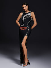 Okapi Sleeveless Pearl Bandage Maxi Dress