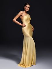 Olai One Shoulder Satin Maxi Dress