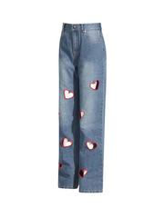 Olthrak Cutout Heart Straight Jeans