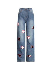 Olthrak Cutout Heart Straight Jeans