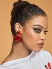 Olthris Rhinestone Earrings In Red