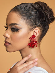 Olthris Rhinestone Earrings In Red