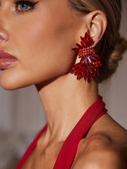Olthris Rhinestone Earrings In Red
