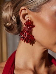 Olthris Rhinestone Earrings In Red