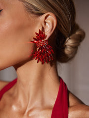 Olthris Rhinestone Earrings In Red