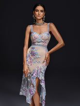 Olympe Embroidered Floral Split Midi Dress