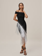 Onatah Off Shoulder Fringe Bandage Midi Dress