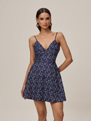 Onawa Spaghetti Embroidered Mini Dress