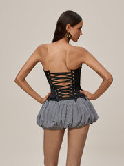 Ondina Strapless Lace Up Skirt Set
