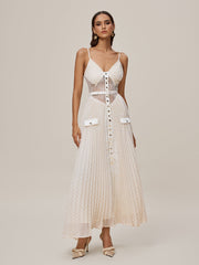 Onur Spaghetti Lace Button Maxi Dress