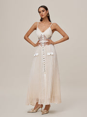 Onur Spaghetti Lace Button Maxi Dress