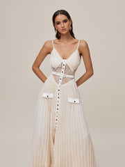 Onur Spaghetti Lace Button Maxi Dress