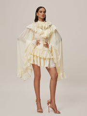 Oracion Bell Sleeve Ruffle Tiered Skirt Set