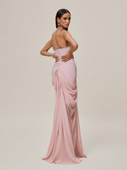 Ordell Strapless Ruched Mesh Maxi Dress