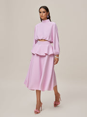 Orella High Neck Ruffle Skirt Set