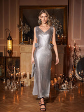 Osher Sleeveless Flower Chainmail Maxi Dress