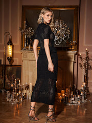 Ottelien V Neck Knitted Midi Dress