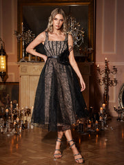 Ottilia Square Neck Lace Midi Dress