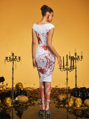 Ozgoth Sleeveless Blood Ruched Midi Dress