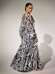 Panthea V Neck Zebra Skirt Set