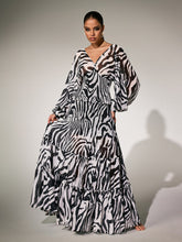 Panthea V Neck Zebra Skirt Set