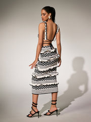 Panther Ruffle Knitted Skirt Set