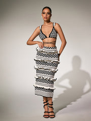 Panther Ruffle Knitted Skirt Set