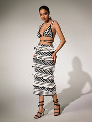 Panther Ruffle Knitted Skirt Set