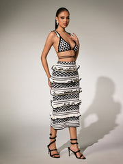 Panther Ruffle Knitted Skirt Set