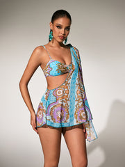 Paprika Printed Bikini Three Piece Set