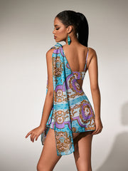 Paprika Printed Bikini Three Piece Set