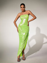 Paquita Strapless Skirt Set In Green