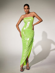 Paquita Strapless Skirt Set In Green