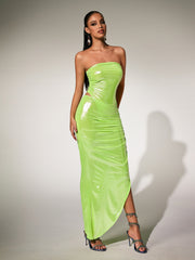 Paquita Strapless Skirt Set In Green