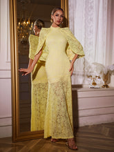 Qaldor Cape Floral Embroidered Maxi Dress