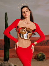 Quill Halterneck Armor Top In Rose Gold