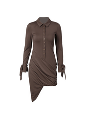 Qyriael Folded Collar Ruched Mini Dress