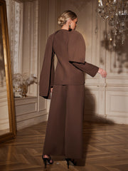 Raeron Plunge Neck Shawl Blazer Set