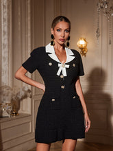 Razrik Bow Rhinestone Knitted Midi Dress