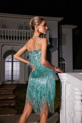 Reid Spaghetti Fringe Sequin Mini Dress