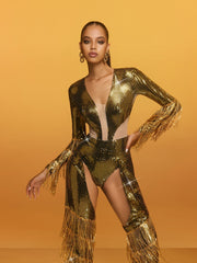 Relena Cutout Sequin Fringe Jumpsuit