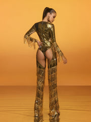 Relena Cutout Sequin Fringe Jumpsuit