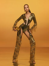 Relena Cutout Sequin Fringe Jumpsuit
