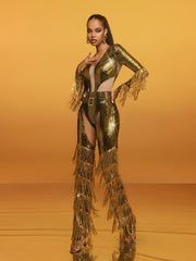 Relena Cutout Sequin Fringe Jumpsuit