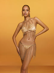 Renate Fringe Body Chain Skirt Set