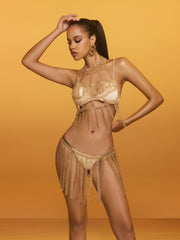 Renate Fringe Body Chain Skirt Set