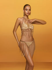 Renate Fringe Body Chain Skirt Set