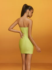 Reviancy Strapless Crystal Cutout Bandage Mini Dress